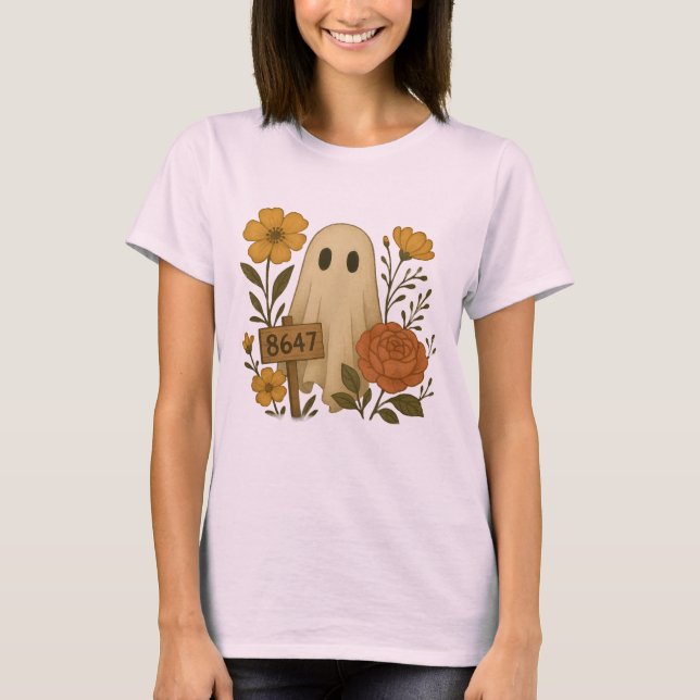 Ghost 8647 subtile Anti-Trump-BlumenHalloween T-Shirt (Vorderseite)
