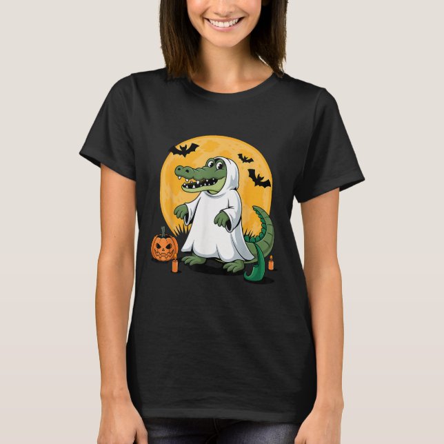 Ghost Alligator Halloween Soky Gator Liebhaber T-Shirt (Vorderseite)