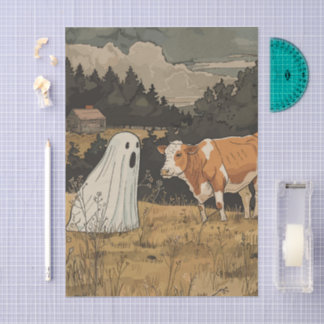 Ghost and Cow Halloween Farmhouse Tissue Paper Seidenpapier