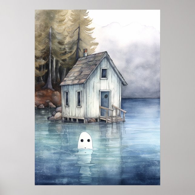 Ghost Art: Kleines Haus am See Poster (Vorne)