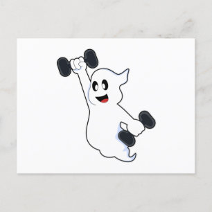 Ghost at Kraft Training mit Dumbells Postkarte