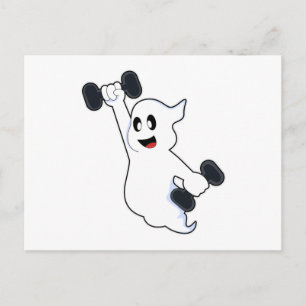 Ghost at Kraft Training mit Dumbells Postkarte