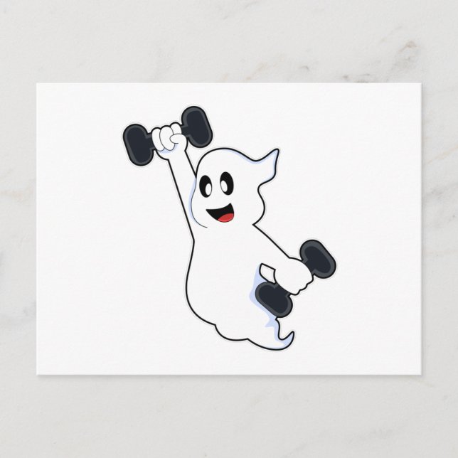 Ghost at Kraft Training mit Dumbells Postkarte (Vorderseite)