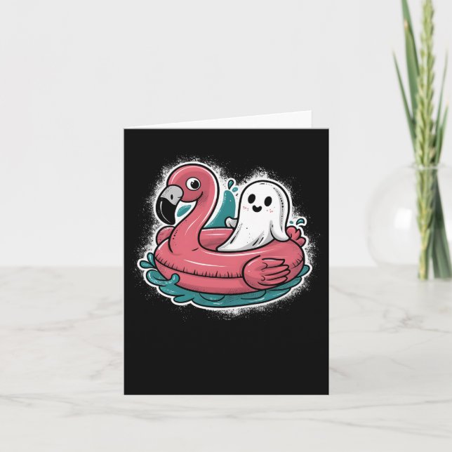 Ghost auf einem Pool Funny Spookoky Sommer Summerw Karte (Vorderseite)