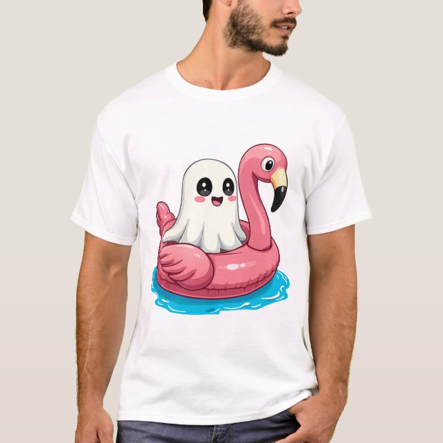 Ghost auf einem Pool Funny Spookoky Sommer Summerw T-Shirt (Vorderseite)