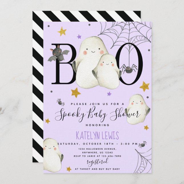 Ghost Baby Shower Einladung (Vorne/Hinten)