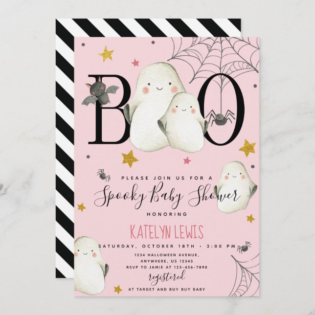 Ghost Baby Shower Einladung (Vorne/Hinten)