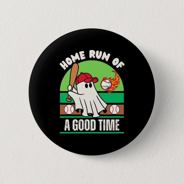 Ghost Baseball Player Halloween Button (Vorderseite)