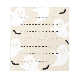 Ghost Bat Dashed Line Halloween Blank Notizblock