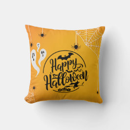 GHOST BAT SPIDER WEB ILLUSTRATION HALLOWEEN KISSEN
