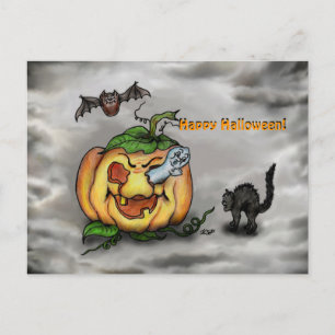 Ghost Bat und Cat, glücklich Halloween ! Postkarte