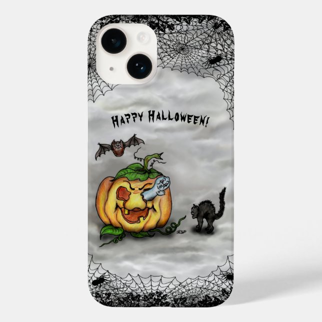 Ghost, Bat und Katze, glücklich Halloween! Case-Mate iPhone Hülle (Rückseite)