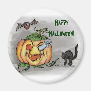 Ghost, Bat und Katze, glücklich Halloween! Magnet