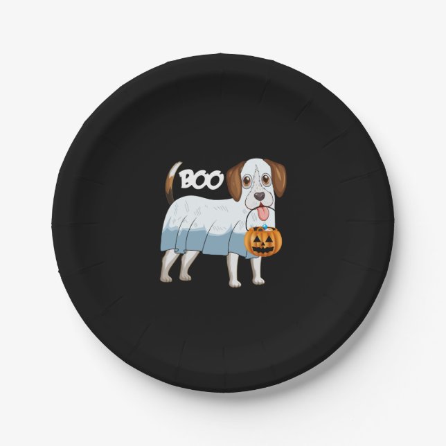 Ghost Beagle Halloween Dog Pappteller (Vorderseite)