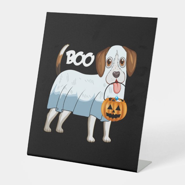Ghost Beagle Halloween Dog Sockelschild (Vorderseite)