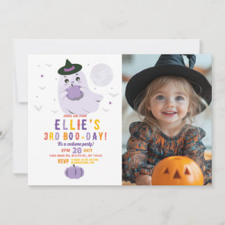 Ghost Birthday Pumpkins Girls Foto Einladung