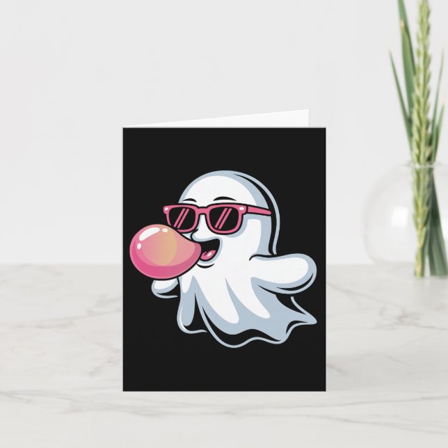 Ghost bläst Pink Bubblegum Halloween Kleinkind Jun Karte (Vorderseite)