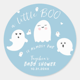 Ghost Boo Blue Boy Halloween Baby Dusche Runder Aufkleber