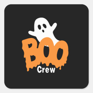 Ghost Boo Crew Halloween Quadratischer Aufkleber