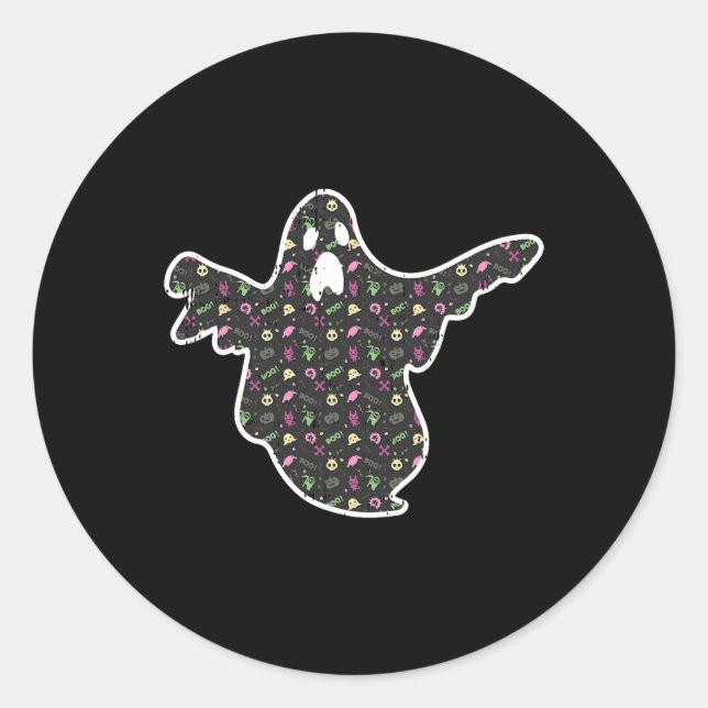 Ghost Boo Grim Sensenmann Pumpkin Muster Easy Hall Runder Aufkleber (Vorderseite)