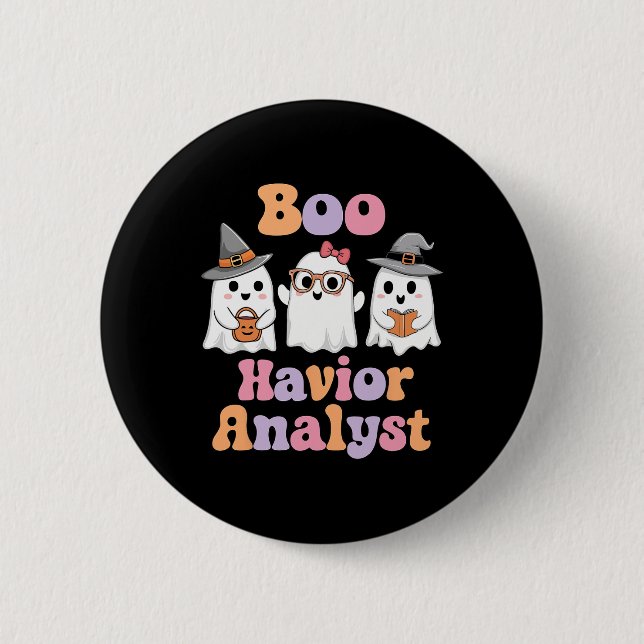 Ghost Boo Havior Analyst Funny Halloween Verhalten Button (Vorderseite)