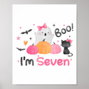 Ghost Boo ich bin sieben 7 Jahre alt Halloween Kin Poster