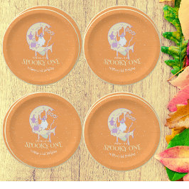 Ghost Boo Moon Spooky One Boy Halloween Geburtstag Pappteller