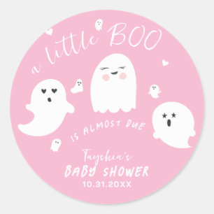 Ghost Boo Pink Girl Halloween Kinderdusche Runder Aufkleber