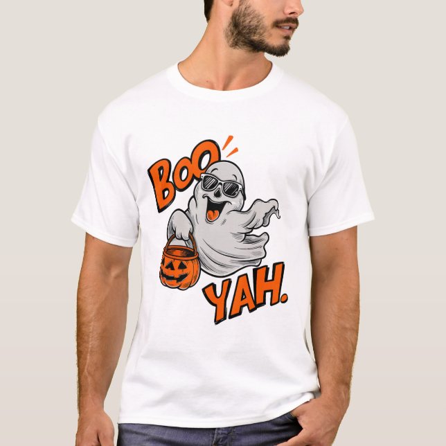 Ghost Boo Yah Funny Halloween Shirt Spooky Booyah (Vorderseite)