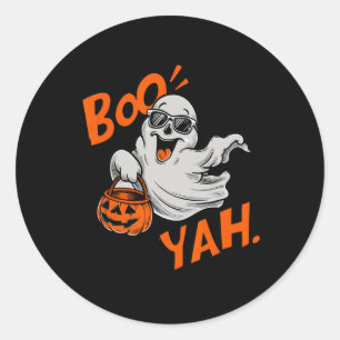 Ghost Boo Yah Funny Halloween Shirt Spooky Booyah Runder Aufkleber