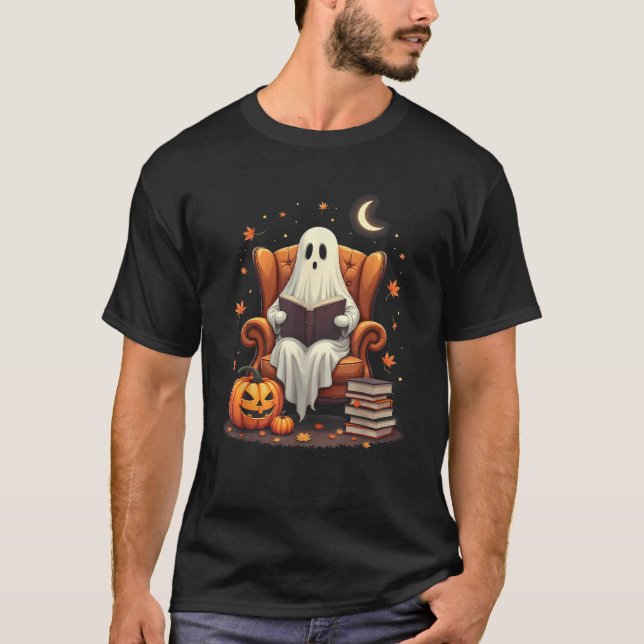 Ghost Book Reader Lesen Buch Lover Lehrer Funny T-Shirt (Vorderseite)