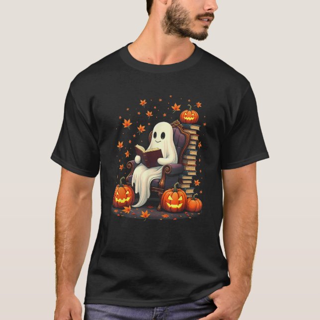 Ghost Book Reader Lesen Buch Lover Lehrer Funny T-Shirt (Vorderseite)