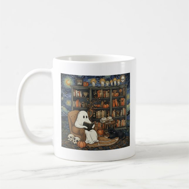 Ghost Book Reader Lesen der Buchliteratur Lover Kaffeetasse (Links)