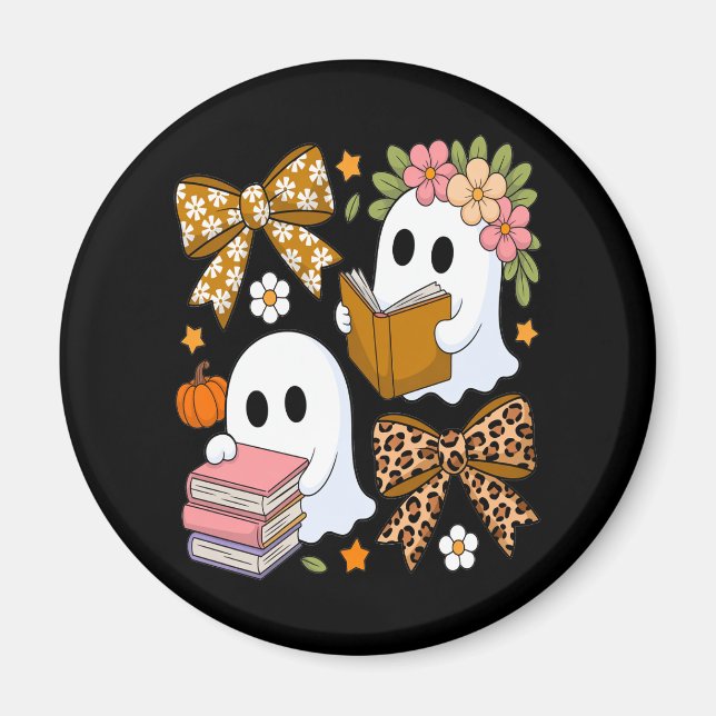 Ghost Books Halloween Floral Fall Halloween Magnet (Vorne)
