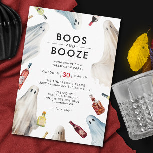 Ghost Boos und Booze   Fun Adult Halloween-Party Einladung
