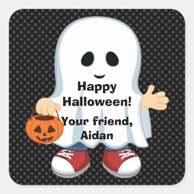 Ghost Boy | Kids Halloween Sticker (Vorderseite)