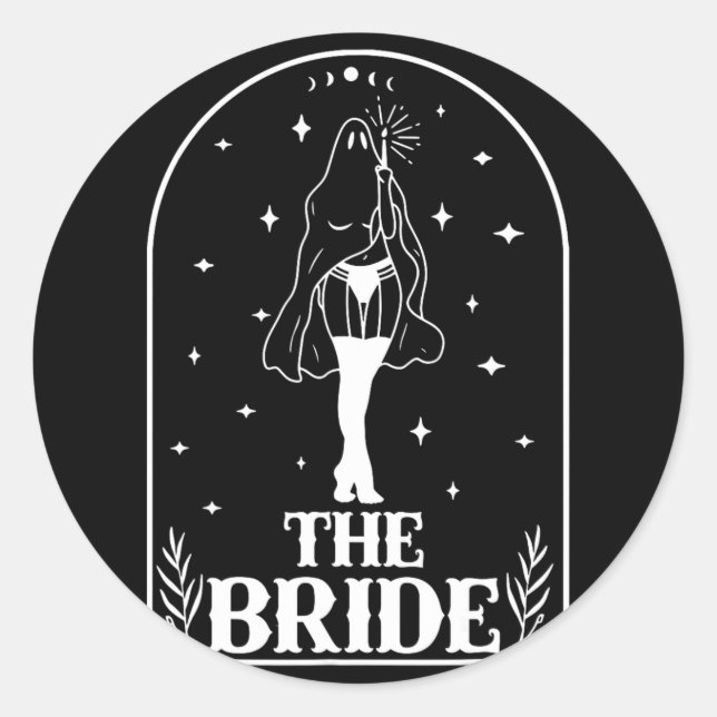 Ghost Bride Coven Gothic Halloween Wedding Bachelo Runder Aufkleber (Vorderseite)