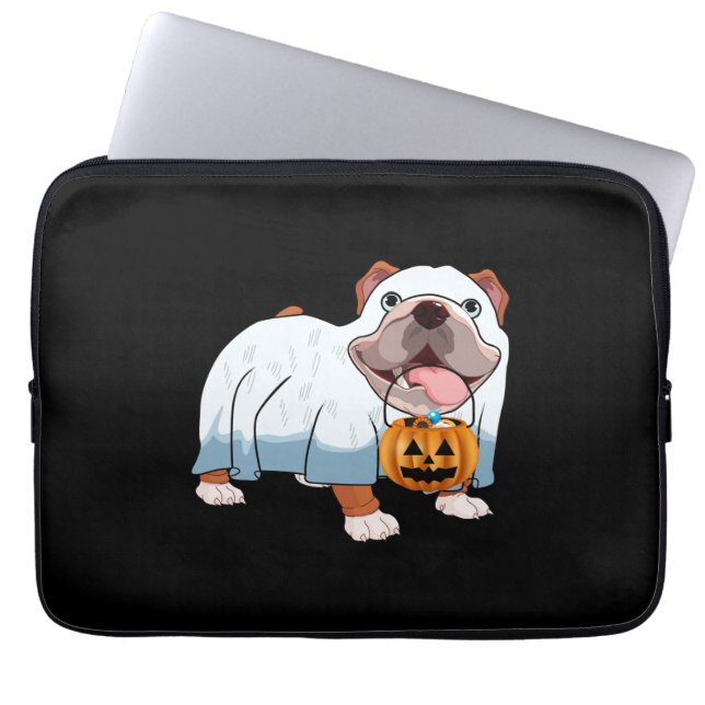 Ghost Bulldog Halloween Dog Laptopschutzhülle (Vorderseite)