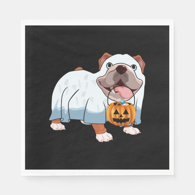 Ghost Bulldog Halloween Dog Serviette (Vorderseite)