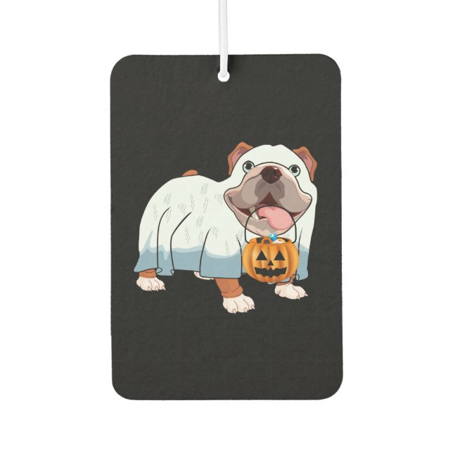 Ghost Bulldog Halloween Hund Autolufterfrischer (Vorderseite)