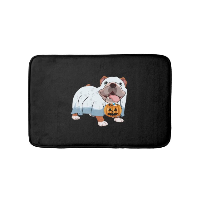 Ghost Bulldog Halloween Hund Badematte (Vorderseite)