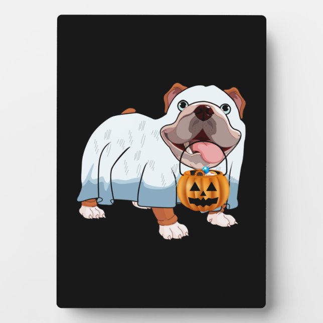 Ghost Bulldog Halloween Hund Fotoplatte (Vorderseite)