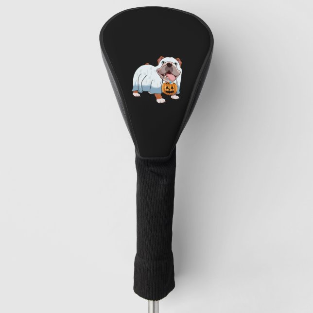 Ghost Bulldog Halloween Hund Golf Headcover (Vorderseite)