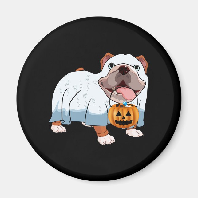 Ghost Bulldog Halloween Hund Magnet (Vorne)