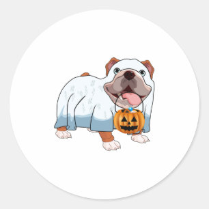 Ghost Bulldog Halloween Hund Runder Aufkleber
