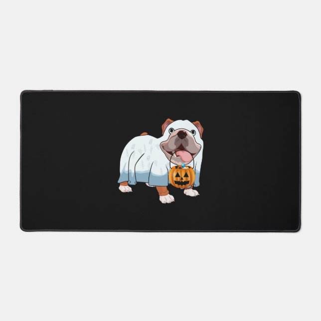 Ghost Bulldog Halloween Hund Schreibtischunterlage (Vorderseite)