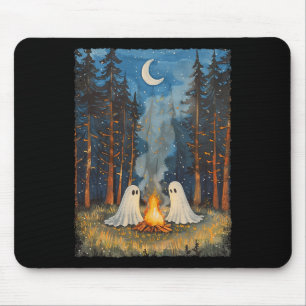 Ghost Campfire Camping Lover Forest Gothic Hallowe Mousepad