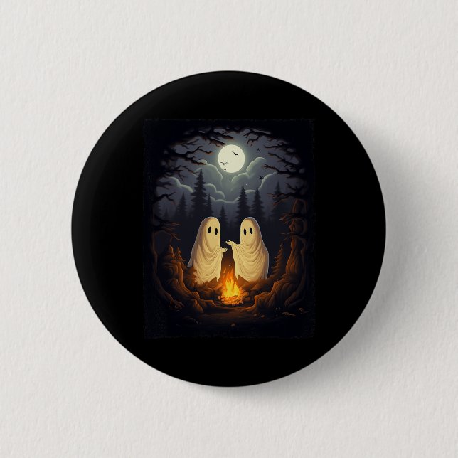 Ghost Camping Campfire Gotische Halloween Männer F Button (Vorderseite)