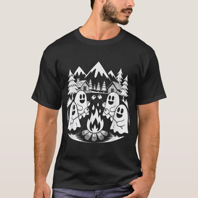Ghost Camping Halloween Kostüm Campfire T-Shirt (Vorderseite)