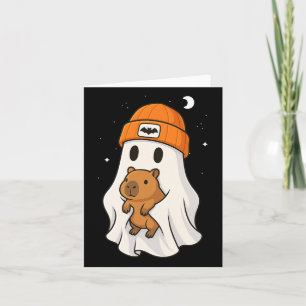 Ghost Capybara Halloween Animal Lover Benie Hat B Karte